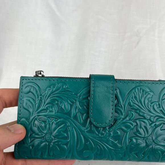 Patricia Nash Nazari Bifold Leather Wallet Blue Coral - Picture 2 of 7